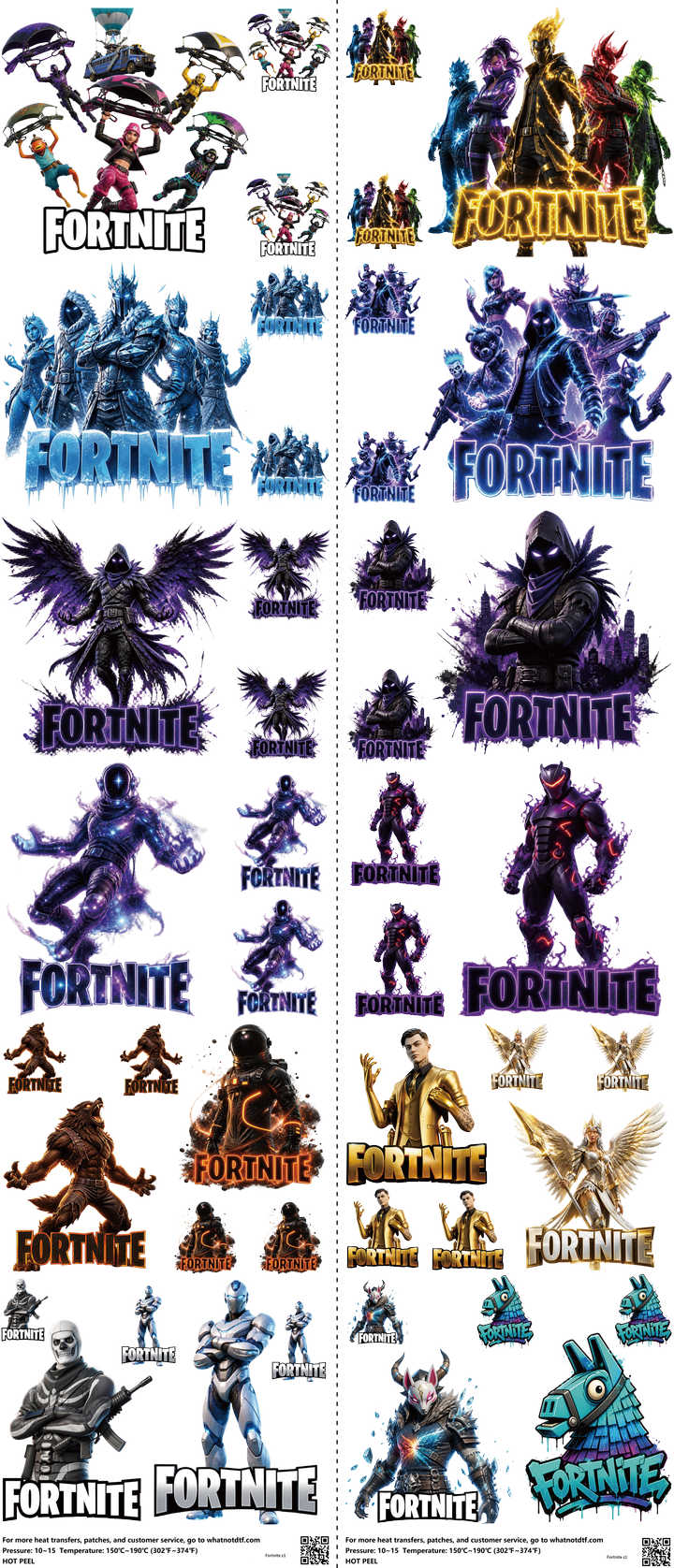Gaming-Inspired Art mixed-style heat transfer design set on a 23.5 by 53 inch sheet