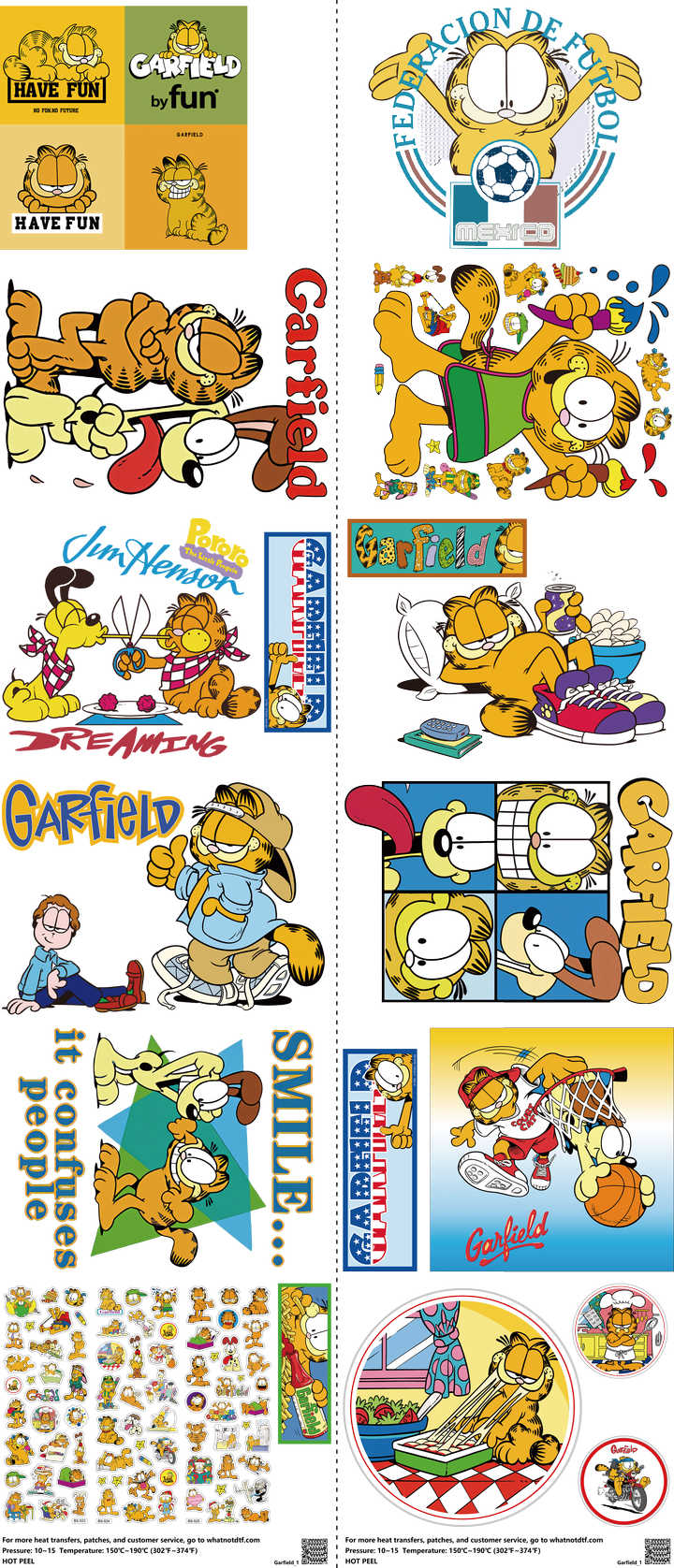 Classic Cartoon Style mixed-style heat transfer design set on a 23.5 by 53 inch sheet