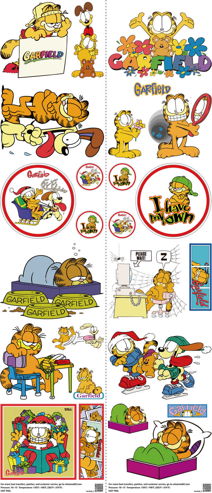 Classic Cartoon Style mixed-style heat transfer design set on a 23.5 by 53 inch sheet