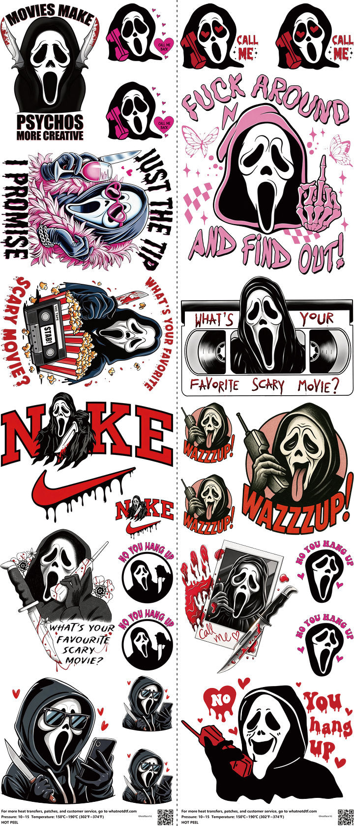 Screen-Inspired Art mixed-style heat transfer design set on a 23.5 by 53 inch sheet