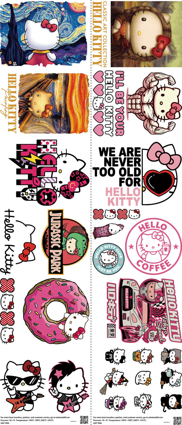 Cute Character Style mixed-style heat transfer design set on a 23.5 by 53 inch sheet