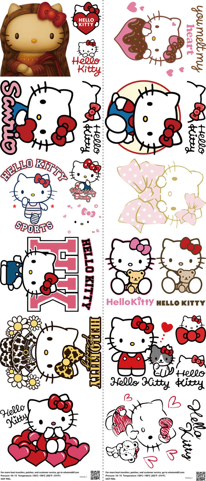 Cute Character Style mixed-style heat transfer design set on a 23.5 by 53 inch sheet
