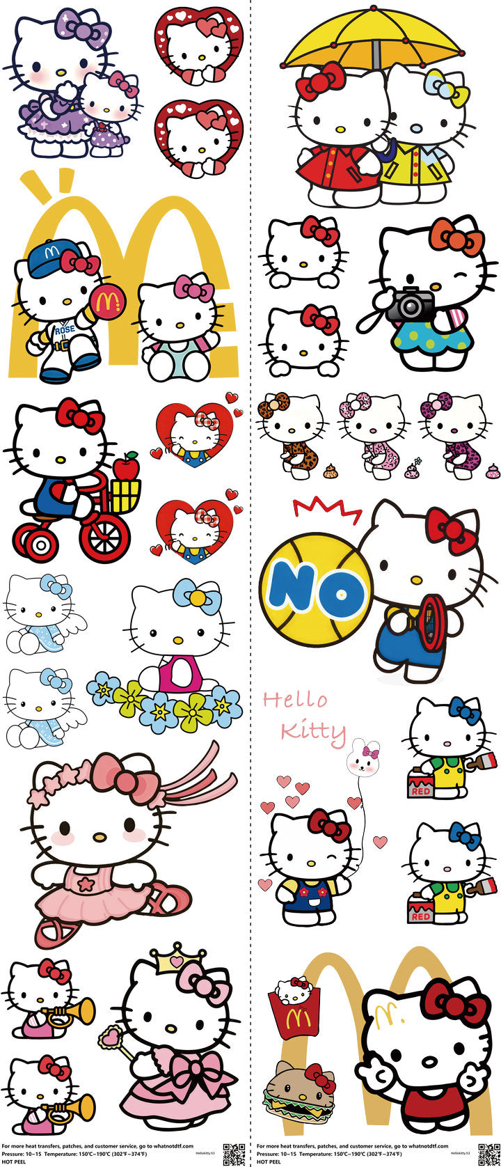 Cute Character Style mixed-style heat transfer design set on a 23.5 by 53 inch sheet
