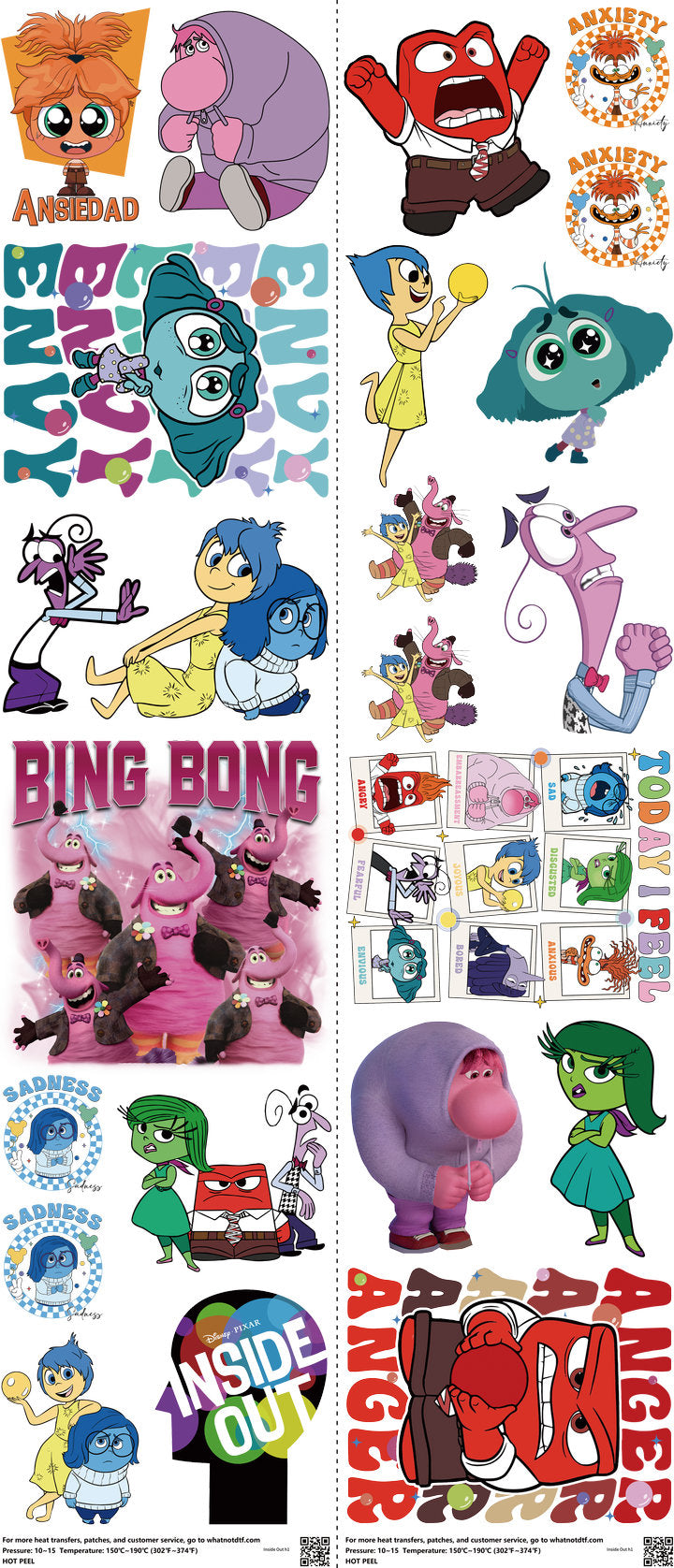 Family Animation Style mixed-style heat transfer design set on a 23.5 by 53 inch sheet