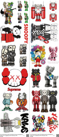 Designer Toy Style mixed-style heat transfer design set on a 23.5 by 53 inch sheet