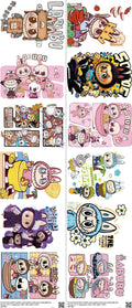Designer Toy Style mixed-style heat transfer design set on a 23.5 by 53 inch sheet