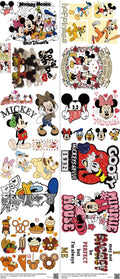 Family Animation Style mixed-style heat transfer design set on a 23.5 by 53 inch sheet