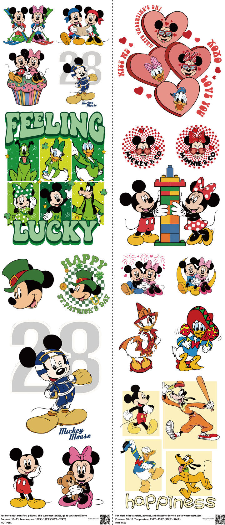 Family Animation Style mixed-style heat transfer design set on a 23.5 by 53 inch sheet