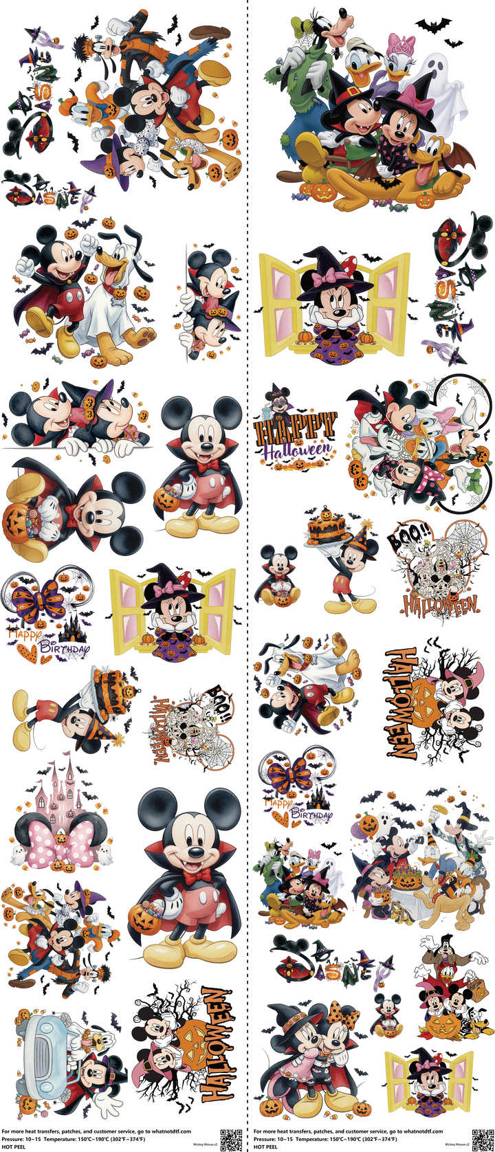 Family Animation Style mixed-style heat transfer design set on a 23.5 by 53 inch sheet