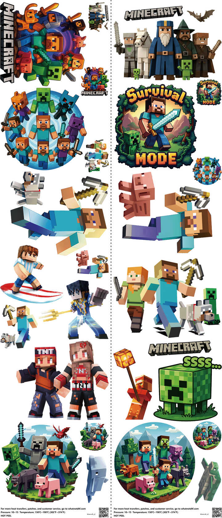 Gaming-Inspired Art mixed-style heat transfer design set on a 23.5 by 53 inch sheet
