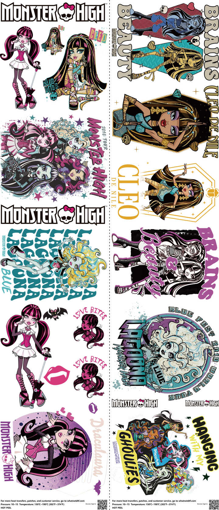 Kids Cartoon Style mixed-style heat transfer design set on a 23.5 by 53 inch sheet