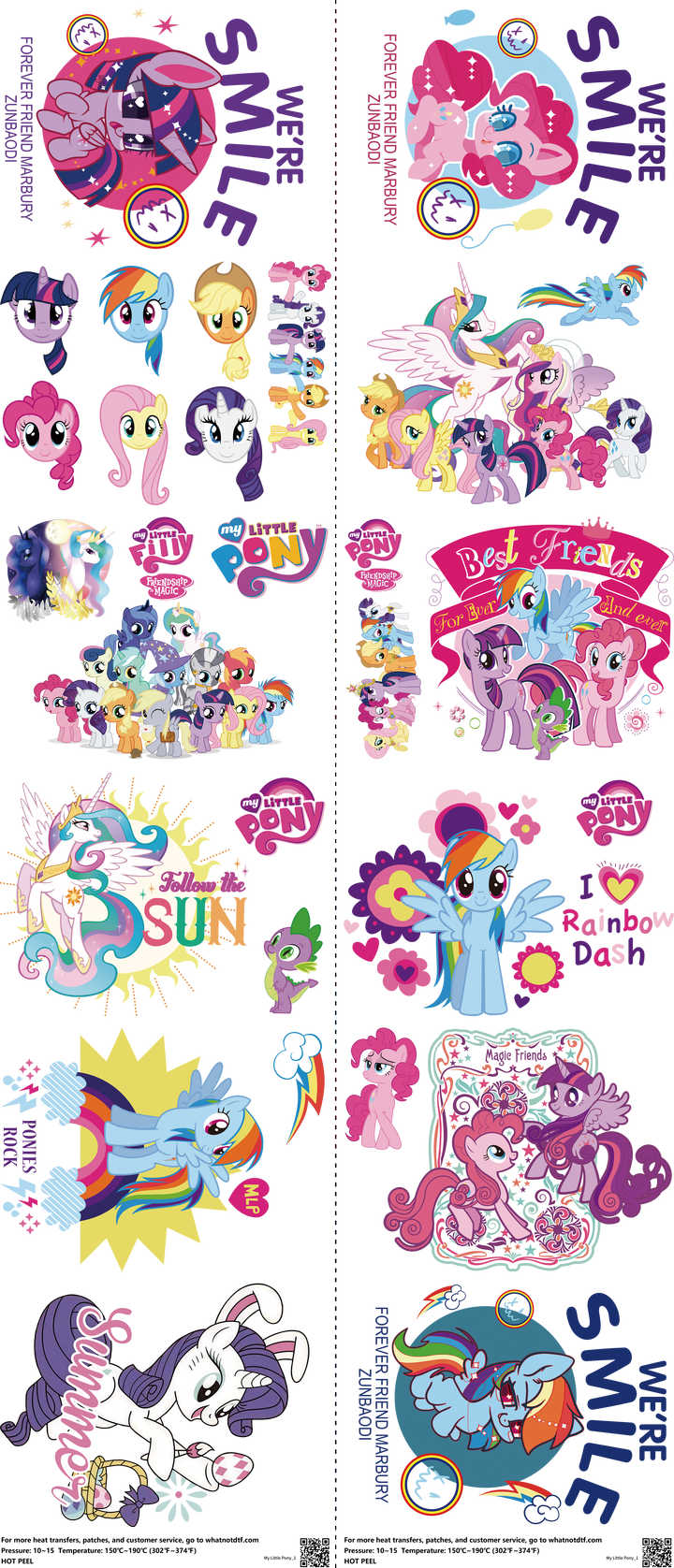 Kids Cartoon Style mixed-style heat transfer design set on a 23.5 by 53 inch sheet