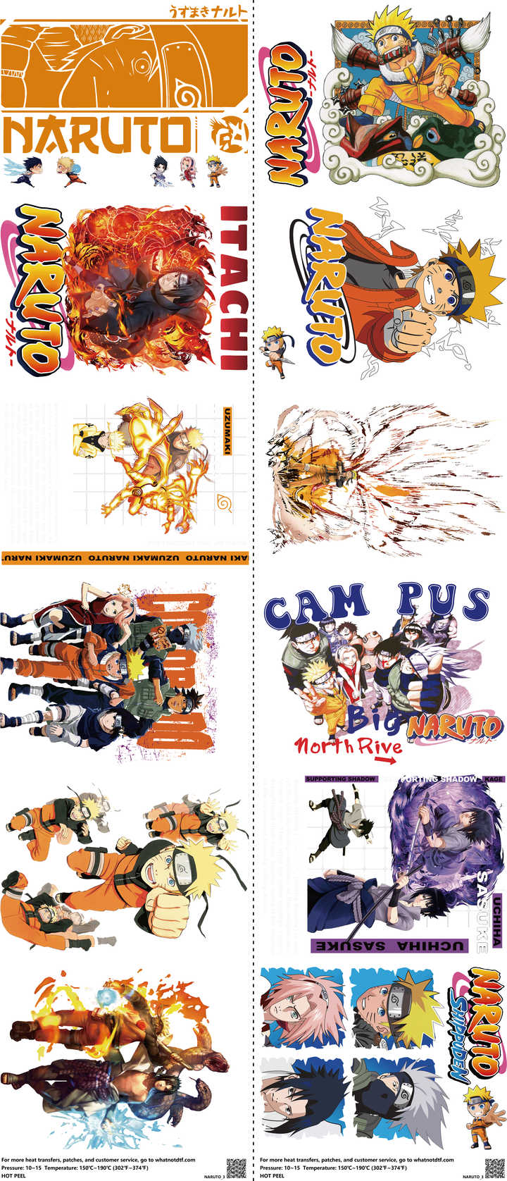Anime-Inspired Art mixed-style heat transfer design set on a 23.5 by 53 inch sheet
