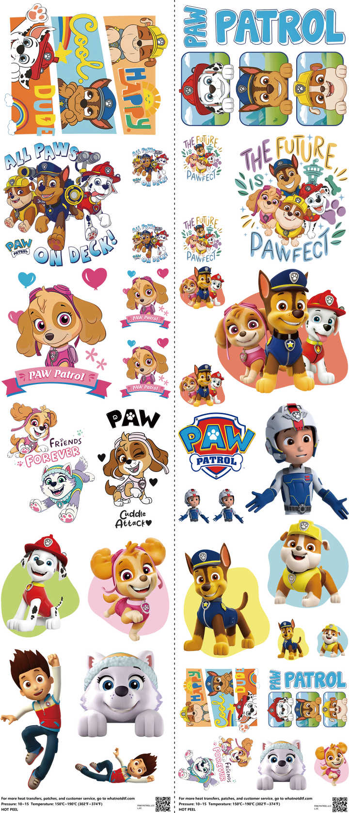 Kids Cartoon Style mixed-style heat transfer design set on a 23.5 by 53 inch sheet