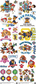 Kids Cartoon Style mixed-style heat transfer design set on a 23.5 by 53 inch sheet