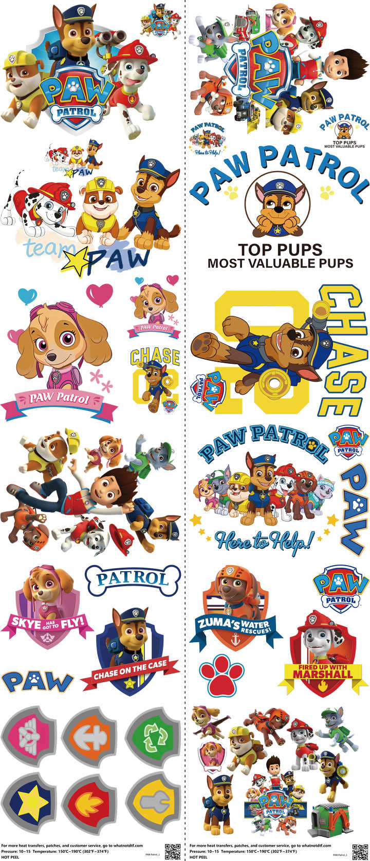 Kids Cartoon Style mixed-style heat transfer design set on a 23.5 by 53 inch sheet
