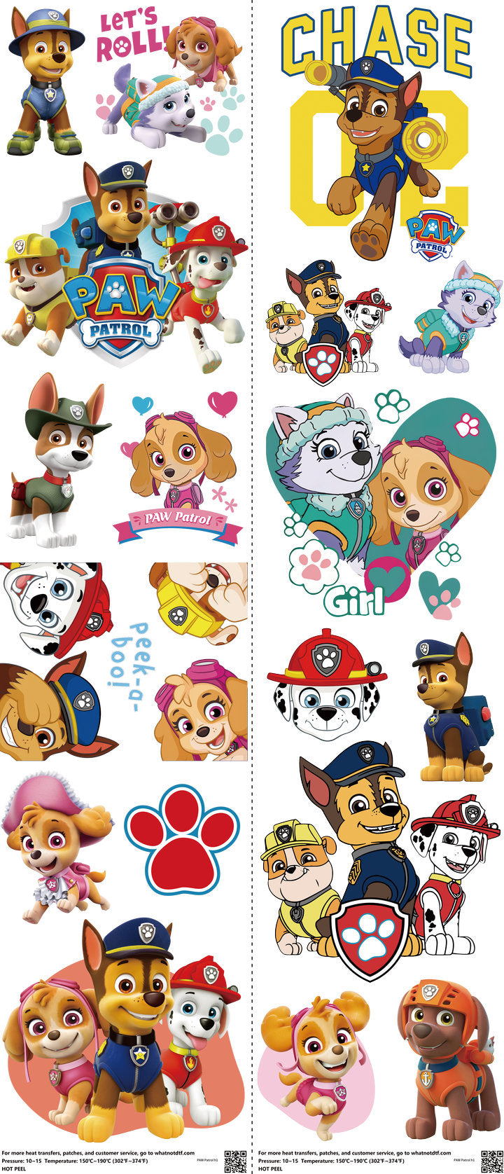 Kids Cartoon Style mixed-style heat transfer design set on a 23.5 by 53 inch sheet