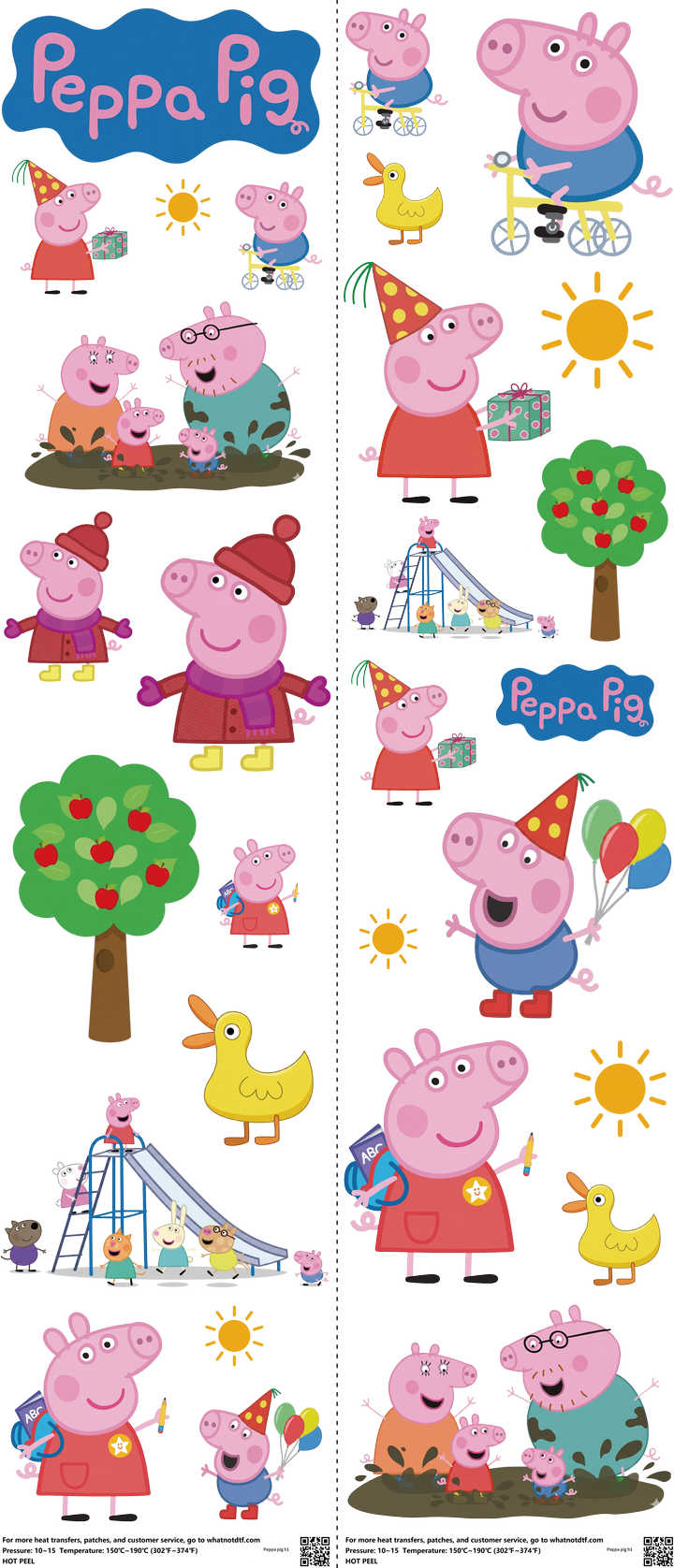 Kids Cartoon Style mixed-style heat transfer design set on a 23.5 by 53 inch sheet
