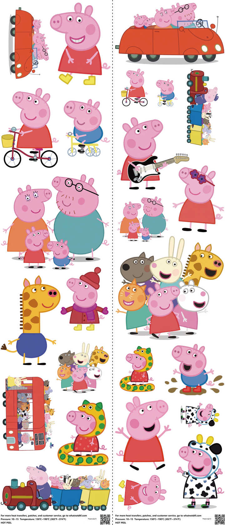 Kids Cartoon Style mixed-style heat transfer design set on a 23.5 by 53 inch sheet