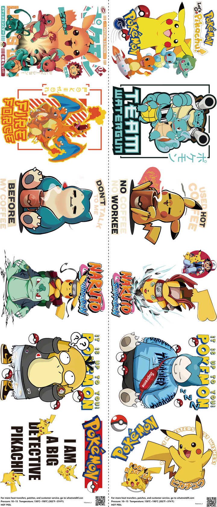 Anime-Inspired Art mixed-style heat transfer design set on a 23.5 by 53 inch sheet