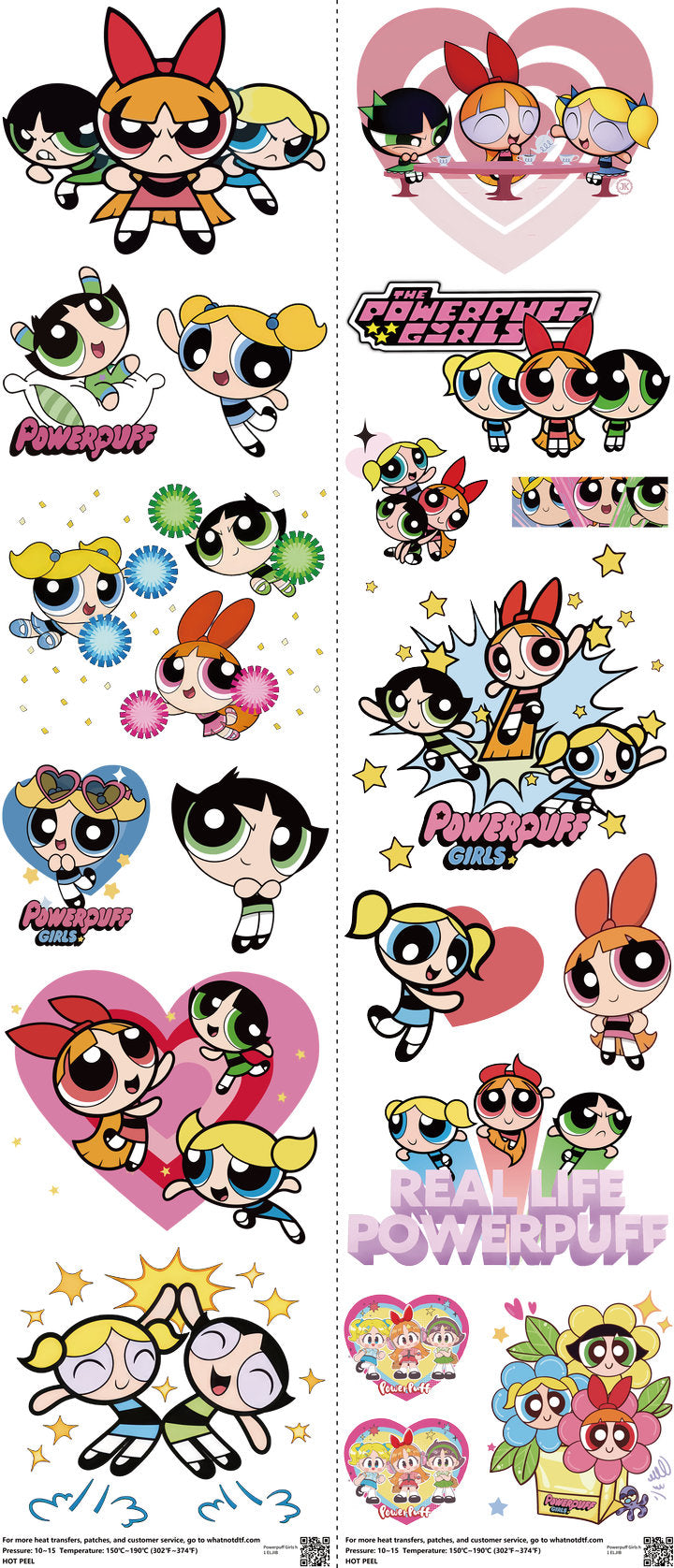 Classic Cartoon Style mixed-style heat transfer design set on a 23.5 by 53 inch sheet