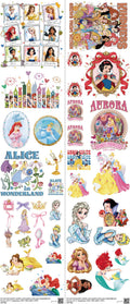 Family Animation Style mixed-style heat transfer design set on a 23.5 by 53 inch sheet