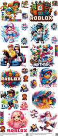 Gaming-Inspired Art mixed-style heat transfer design set on a 23.5 by 53 inch sheet