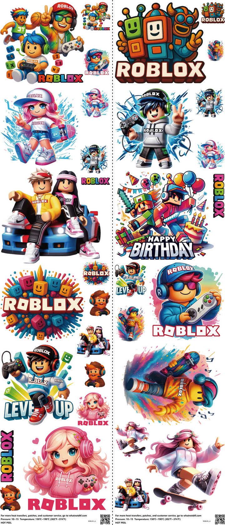 Gaming-Inspired Art mixed-style heat transfer design set on a 23.5 by 53 inch sheet