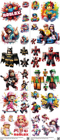 Gaming-Inspired Art mixed-style heat transfer design set on a 23.5 by 53 inch sheet