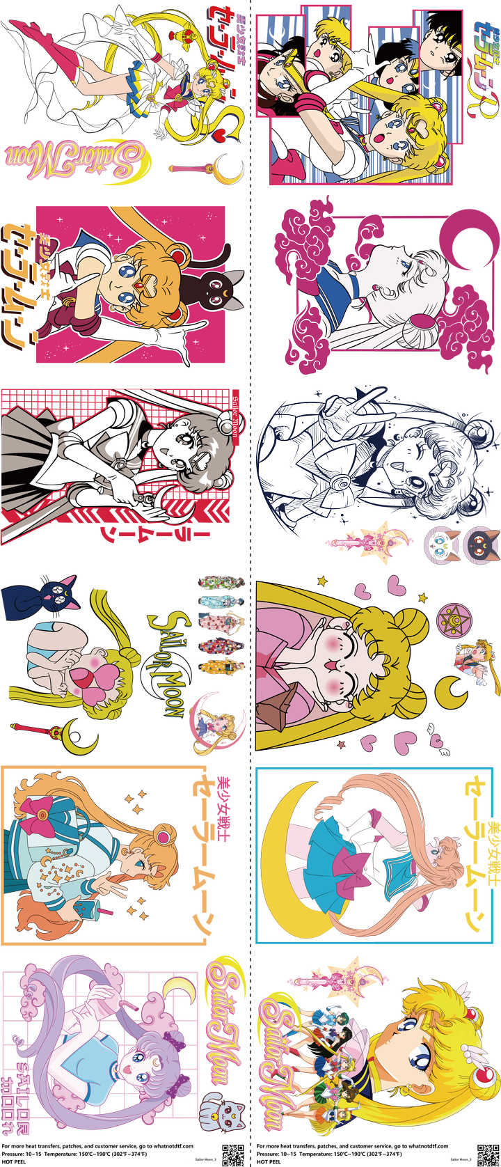 Anime-Inspired Art mixed-style heat transfer design set on a 23.5 by 53 inch sheet