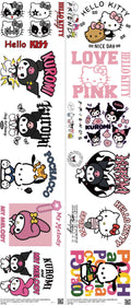 Cute Character Style mixed-style heat transfer design set on a 23.5 by 53 inch sheet
