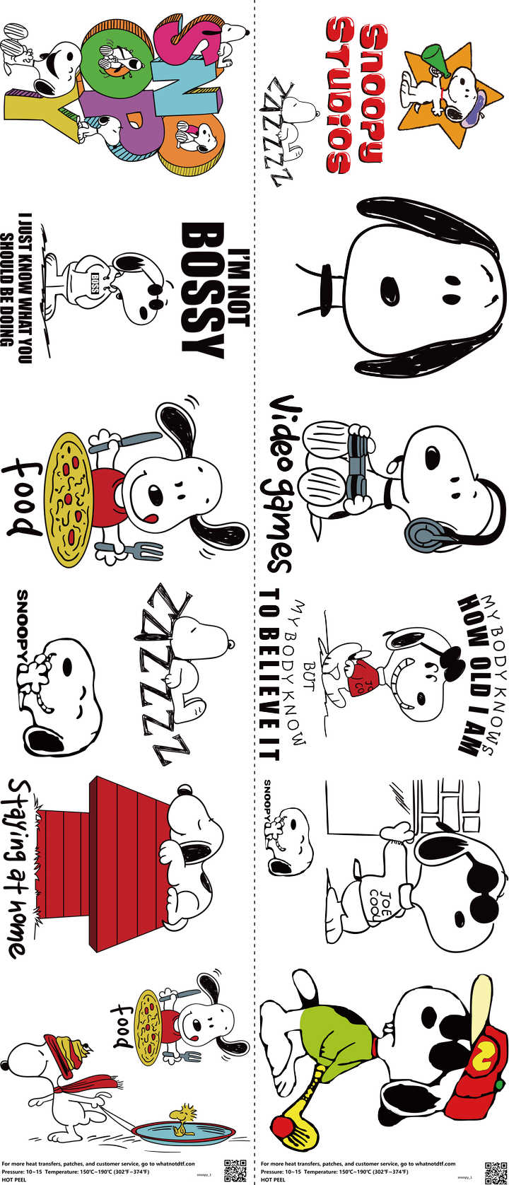 Classic Cartoon Style mixed-style heat transfer design set on a 23.5 by 53 inch sheet