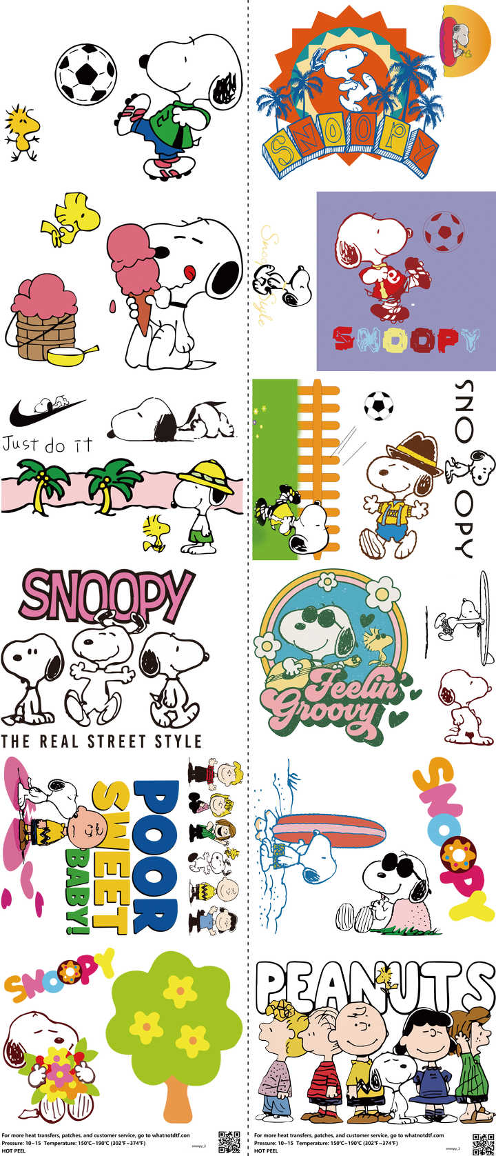 Classic Cartoon Style mixed-style heat transfer design set on a 23.5 by 53 inch sheet