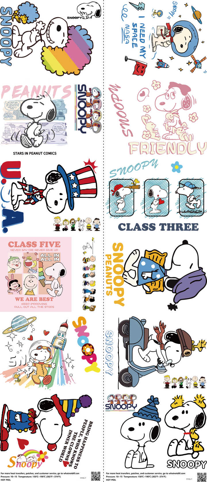 Classic Cartoon Style mixed-style heat transfer design set on a 23.5 by 53 inch sheet