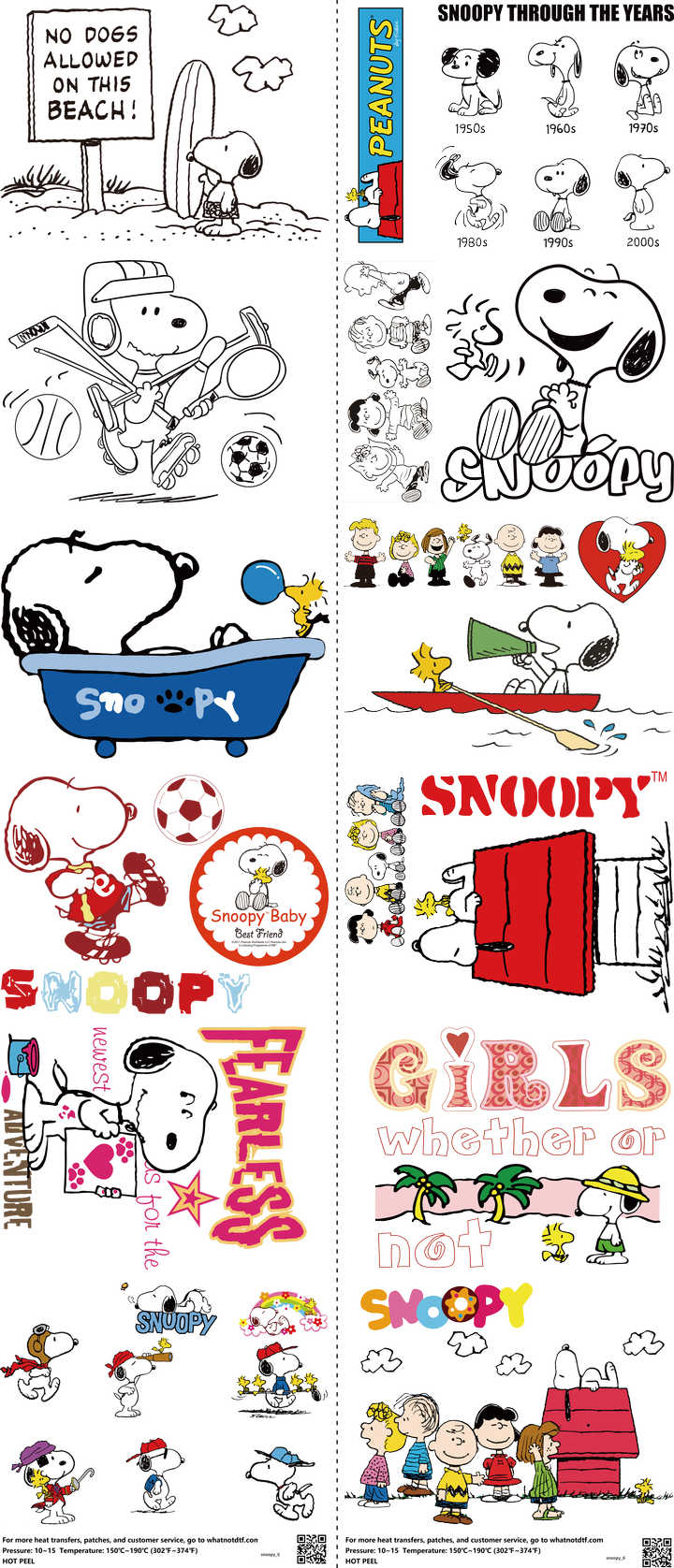 Classic Cartoon Style mixed-style heat transfer design set on a 23.5 by 53 inch sheet