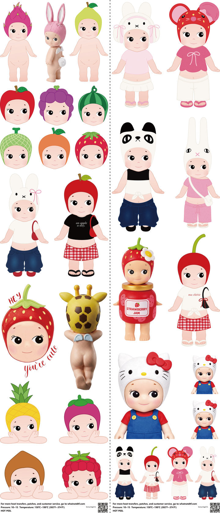 Designer Toy Style mixed-style heat transfer design set on a 23.5 by 53 inch sheet