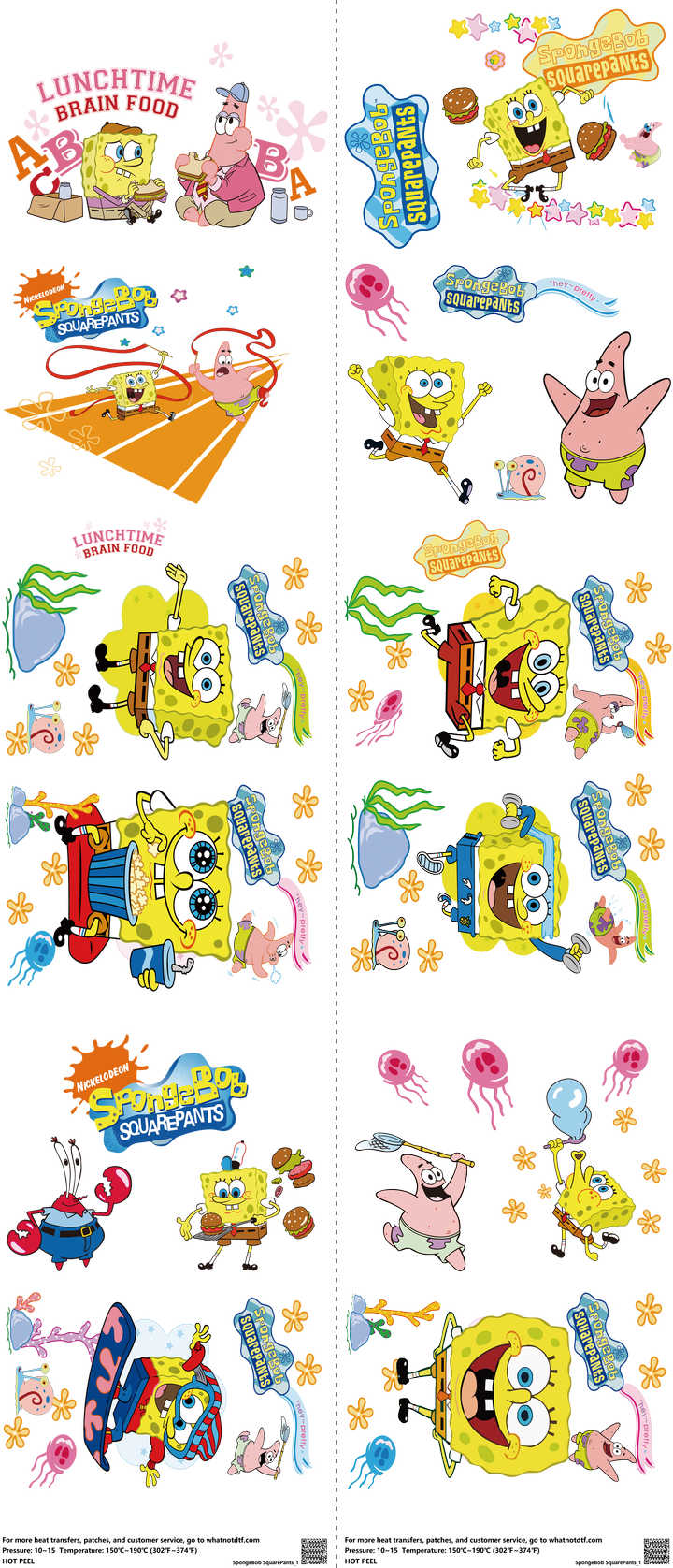 Classic Cartoon Style mixed-style heat transfer design set on a 23.5 by 53 inch sheet