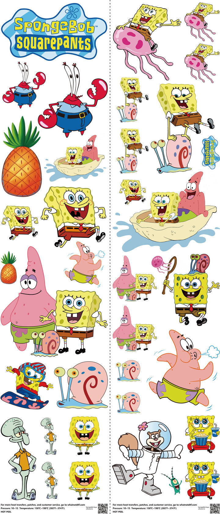 Classic Cartoon Style mixed-style heat transfer design set on a 23.5 by 53 inch sheet