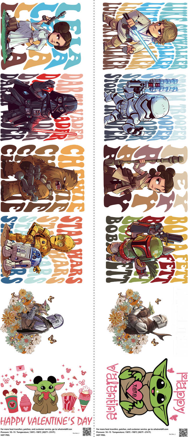 Screen-Inspired Art mixed-style heat transfer design set on a 23.5 by 53 inch sheet