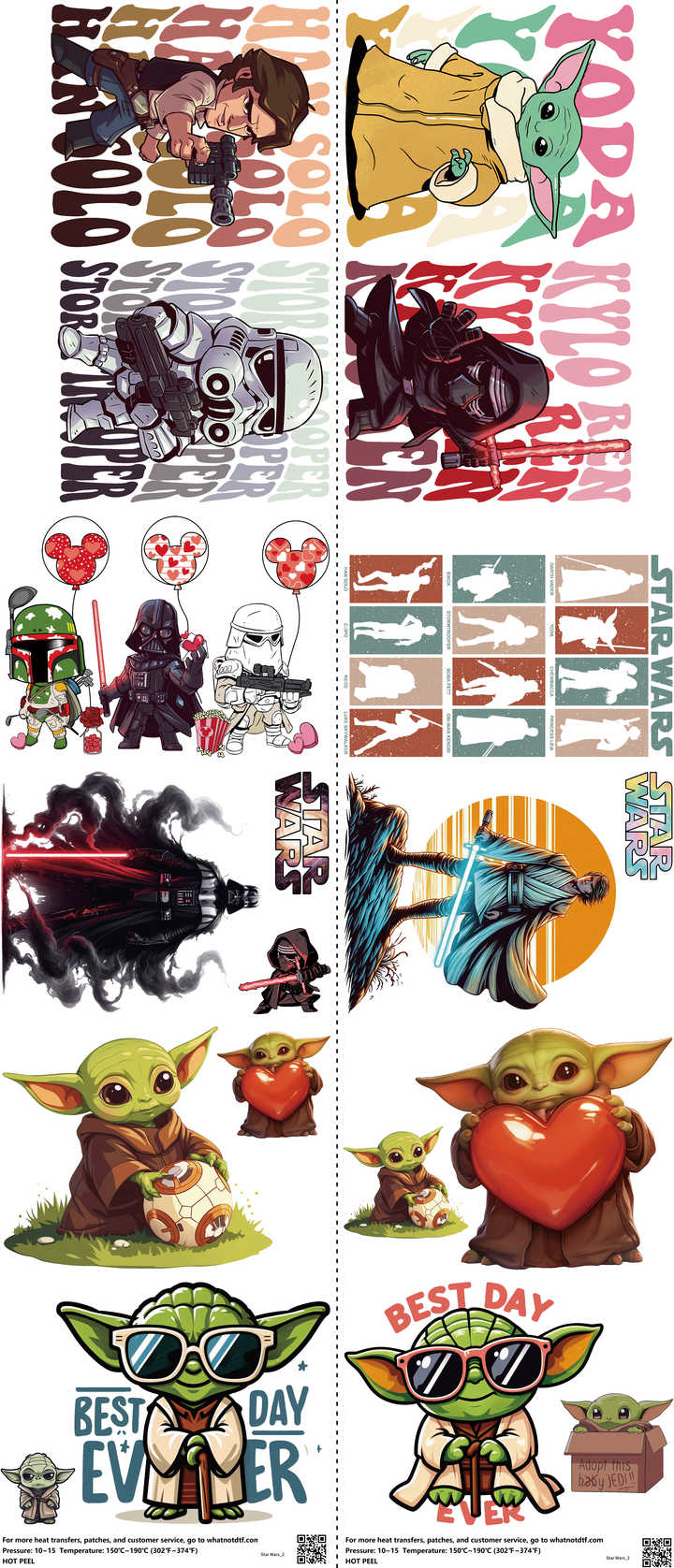 Screen-Inspired Art mixed-style heat transfer design set on a 23.5 by 53 inch sheet