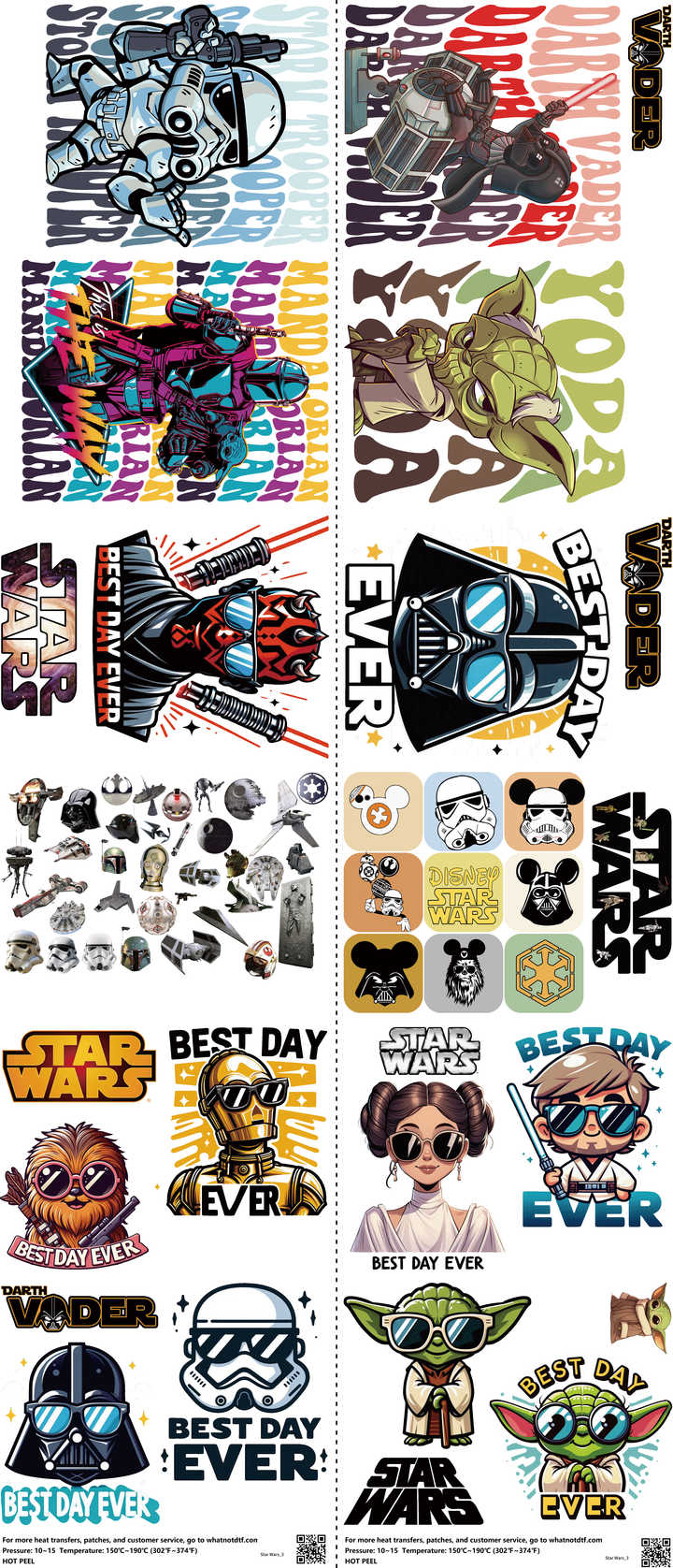 Screen-Inspired Art mixed-style heat transfer design set on a 23.5 by 53 inch sheet
