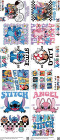 Family Animation Style mixed-style heat transfer design set on a 23.5 by 53 inch sheet