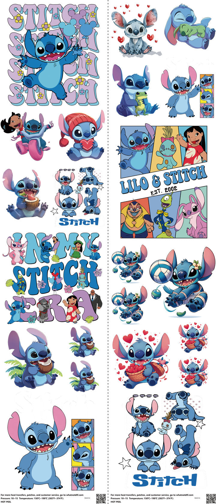 Family Animation Style mixed-style heat transfer design set on a 23.5 by 53 inch sheet