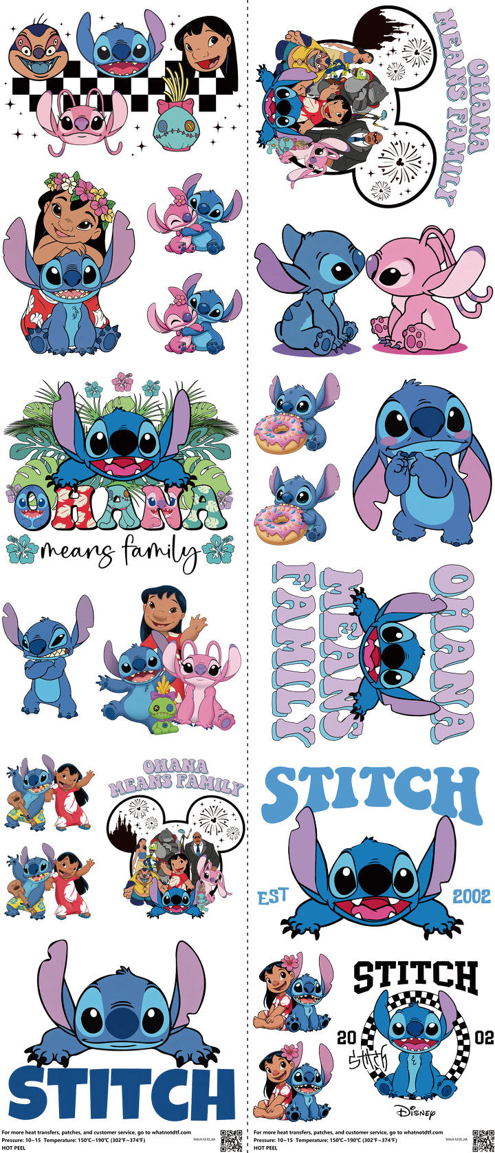 Family Animation Style mixed-style heat transfer design set on a 23.5 by 53 inch sheet