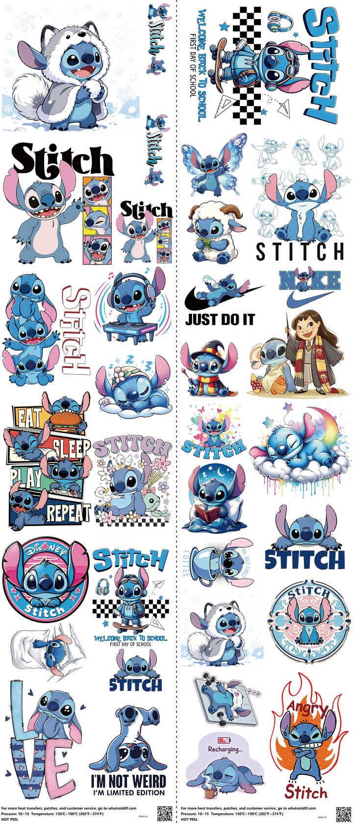 Family Animation Style mixed-style heat transfer design set on a 23.5 by 53 inch sheet