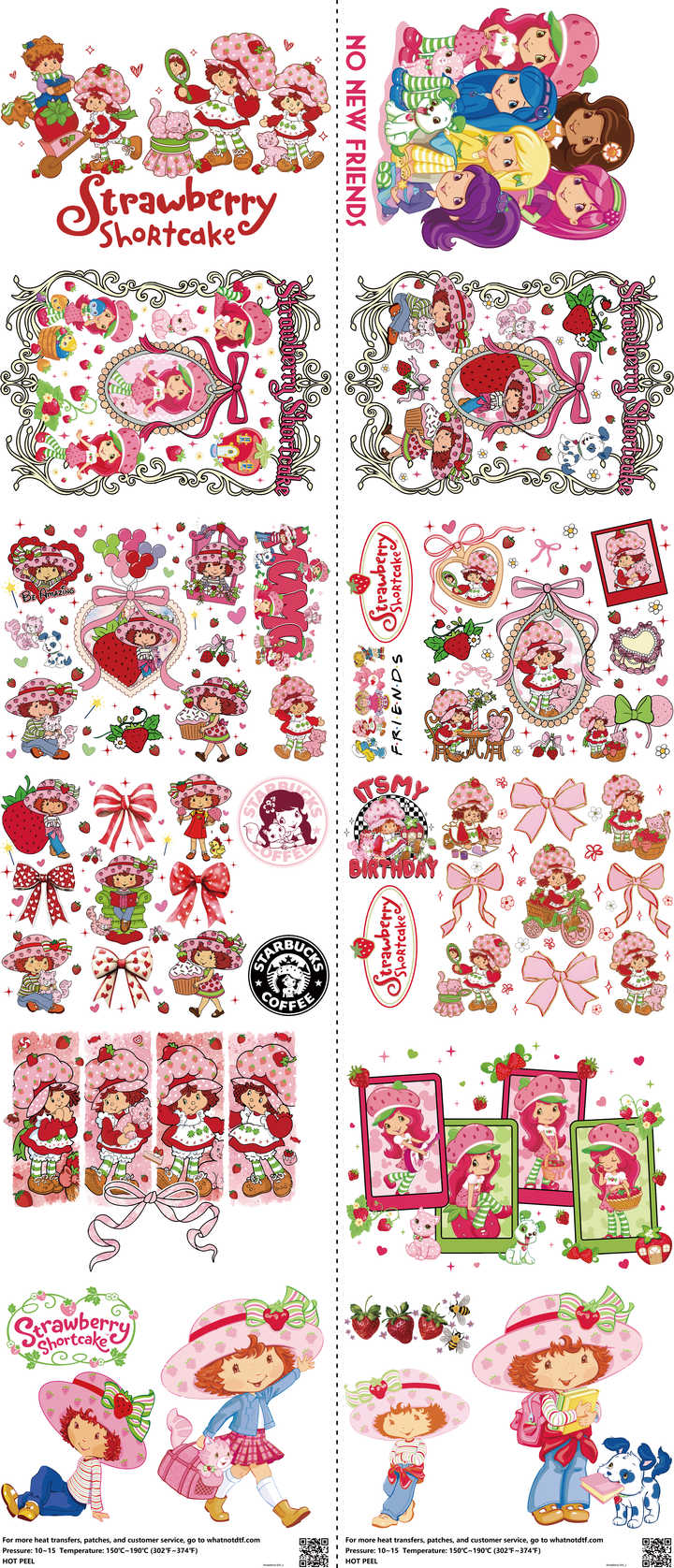 Kids Cartoon Style mixed-style heat transfer design set on a 23.5 by 53 inch sheet