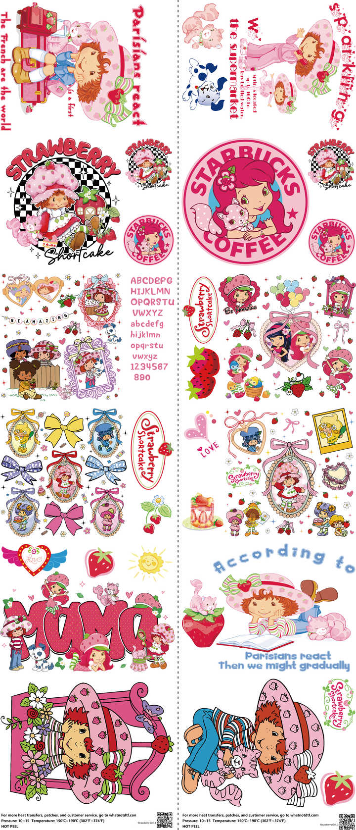 Kids Cartoon Style mixed-style heat transfer design set on a 23.5 by 53 inch sheet