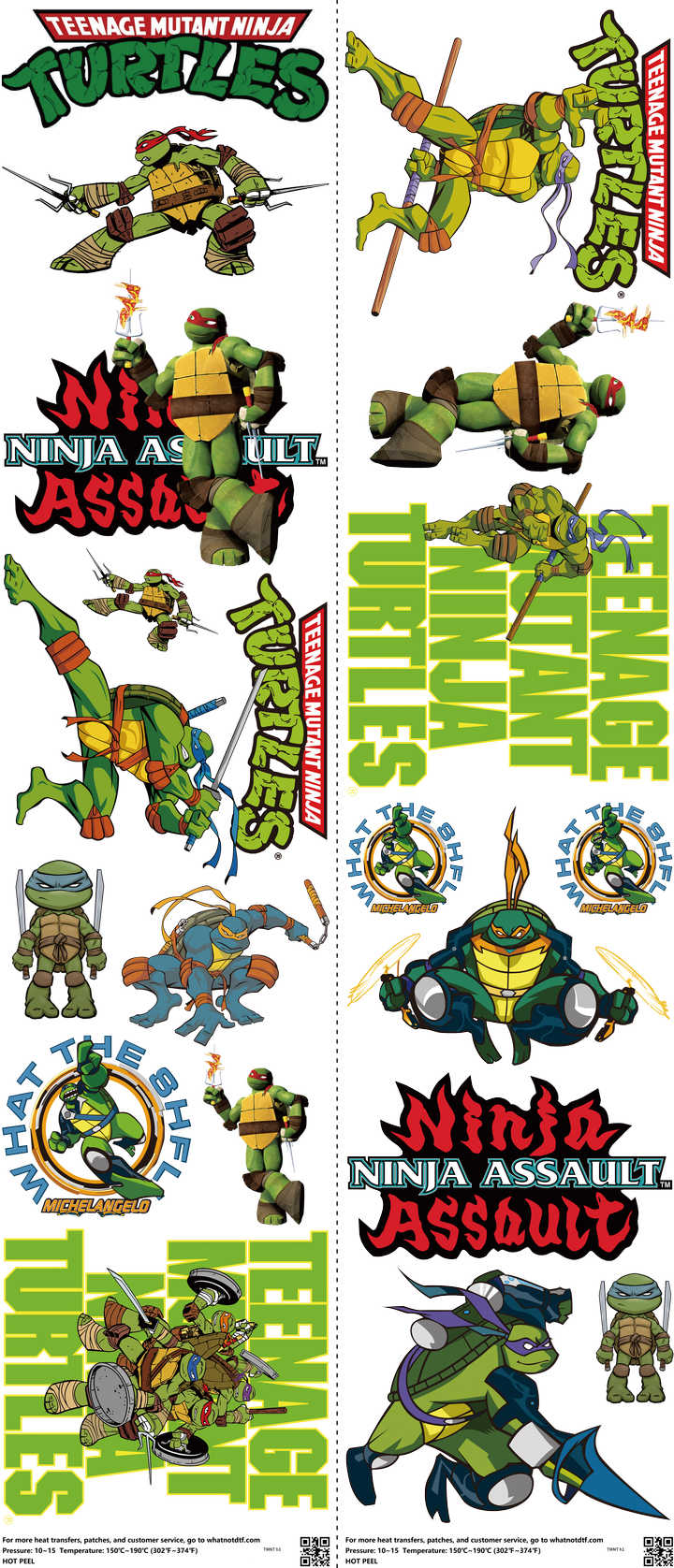 Classic Cartoon Style mixed-style heat transfer design set on a 23.5 by 53 inch sheet