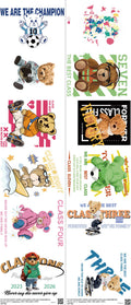 Designer Toy Style mixed-style heat transfer design set on a 23.5 by 53 inch sheet
