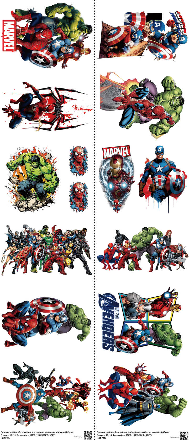 Hero-Inspired Art mixed-style heat transfer design set on a 23.5 by 53 inch sheet